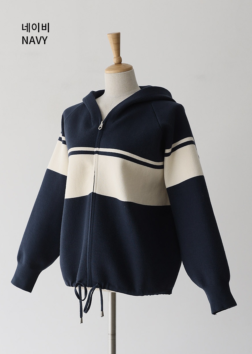 正韓 休閒好看 連帽配色率性針織外套【V63387】韓國代購