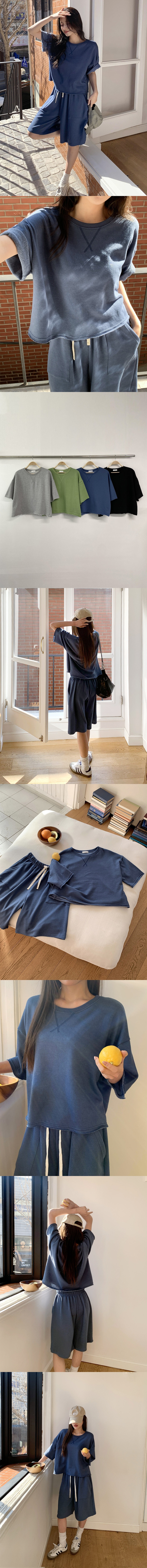  正韓 X倒三角線半短不收邊上衣T衛衣【TS74501】韓國代購