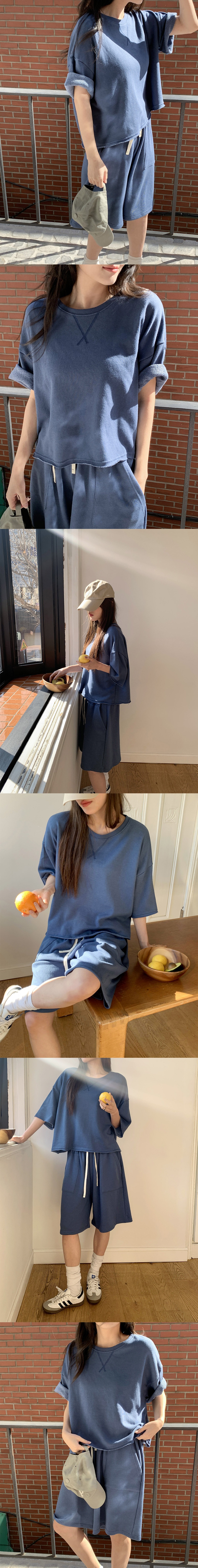  正韓 X倒三角線半短不收邊上衣T衛衣【TS74501】韓國代購