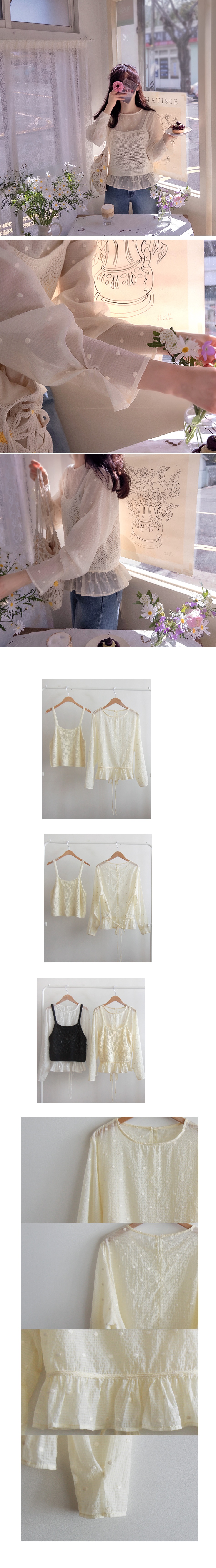 正韓 一套!圓點點繫帶裙擺+針織背心 套裝【YK74509】韓國代購