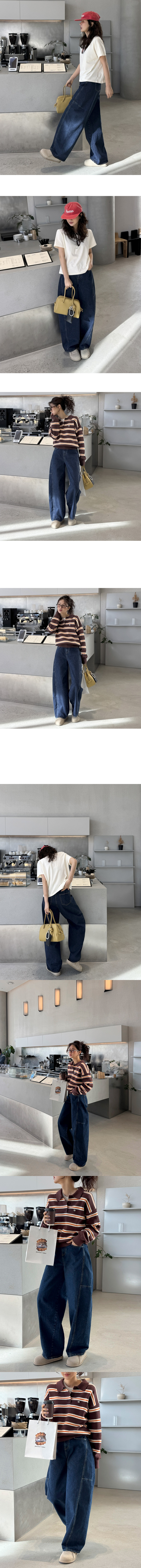 正韓 喜歡~有型挺版寬鬆彎刀褲 氣球側線條牛仔褲【A74601】韓國代購