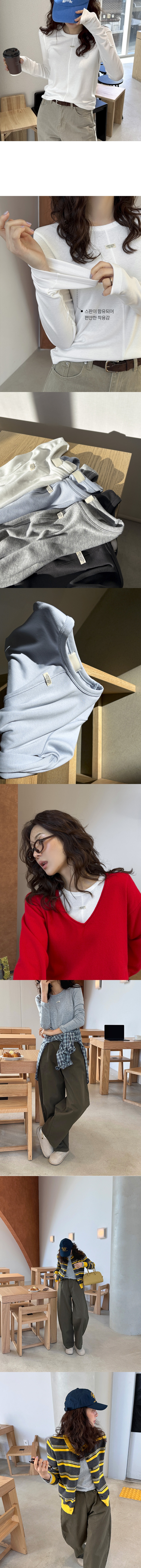 正韓 字母布標切割車線長袖T上衣【C74705】韓國代購