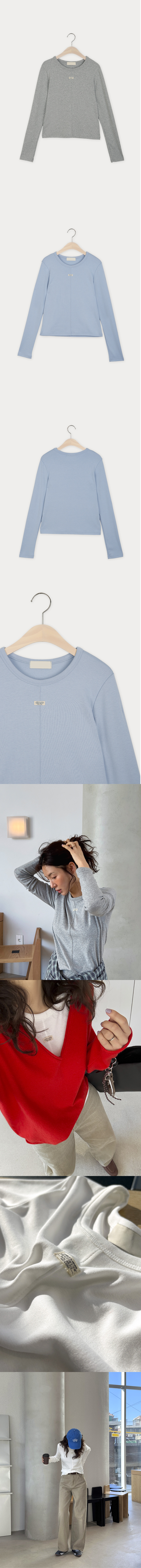 正韓 字母布標切割車線長袖T上衣【C74705】韓國代購