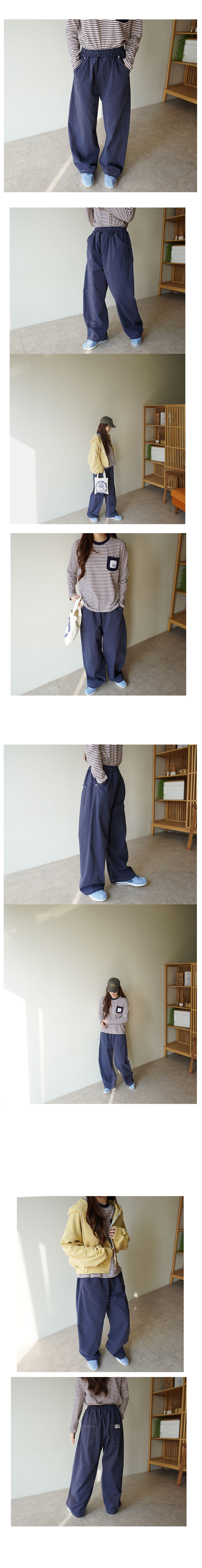 正韓 推薦~背貼縫布休閒純棉 寬褲【V74241】韓國代購