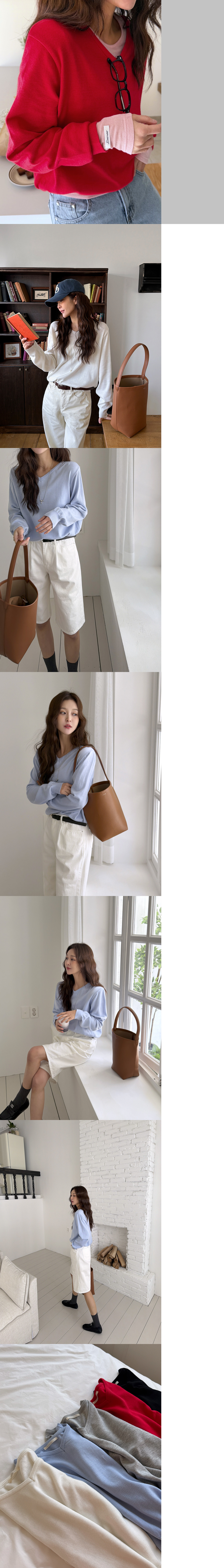 正韓 春款柔和V領天絲針織上衣【V74242】韓國代購