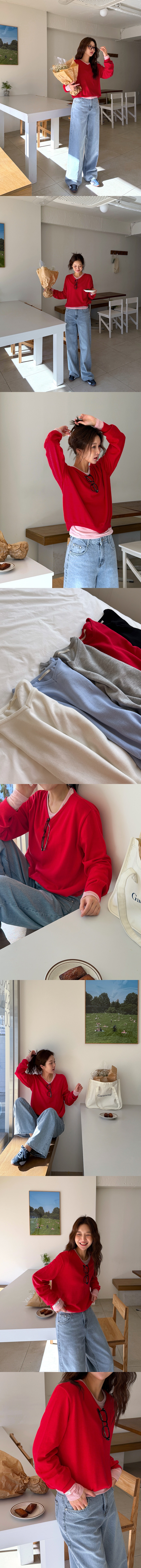 正韓 春款柔和V領天絲針織上衣【V74242】韓國代購