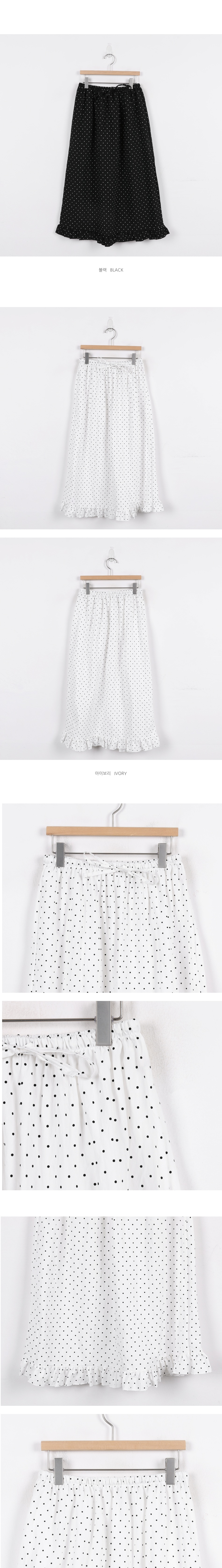 正韓 荷葉裙襬 人造絲點點長裙【V74246】韓國代購