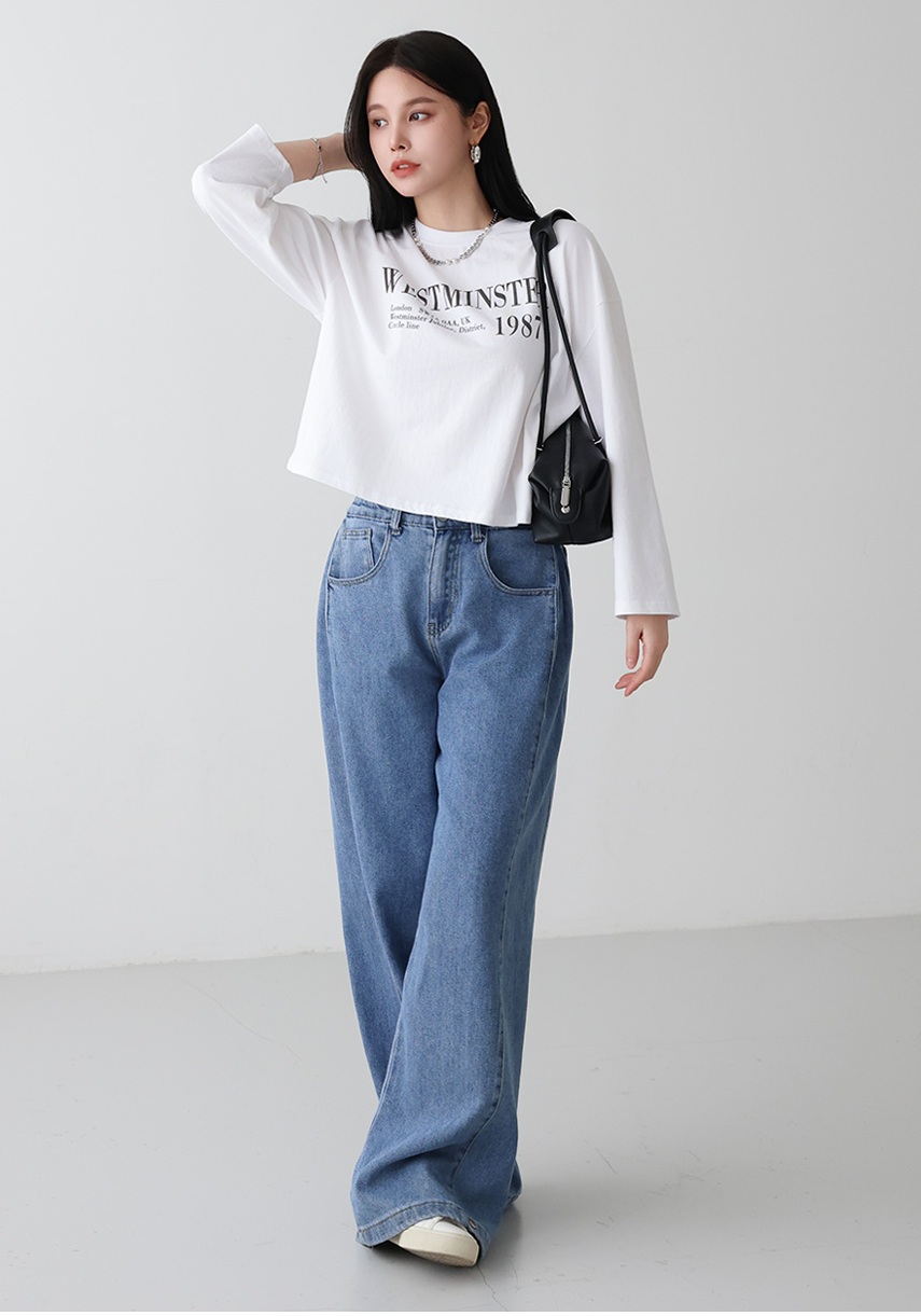 正韓  剛好的長度 復古印花落肩純棉T 上衣【A74242】 