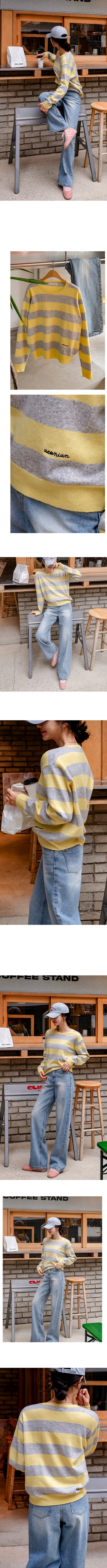 正韓 春天色系條紋字母刺繡針織上衣配色【VS74247】韓國代購