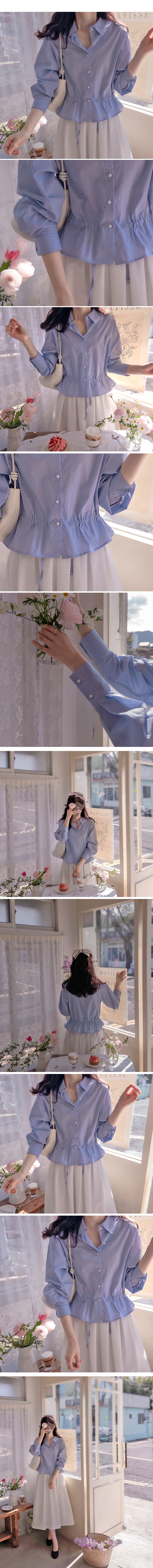  正韓 質感經典格紋可調式 縮腰襯衫【E75267】