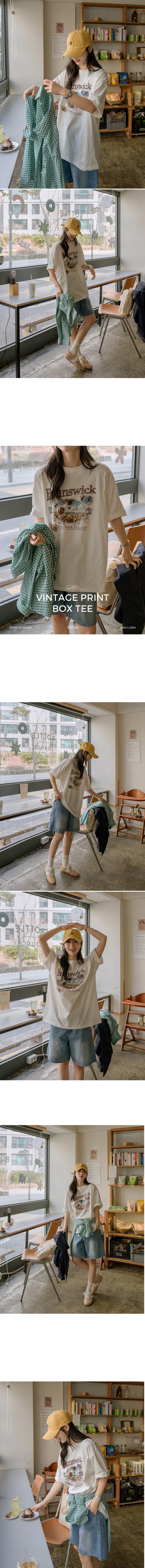  正韓 復古印花寬鬆長版T上衣【C75261】韓國代購