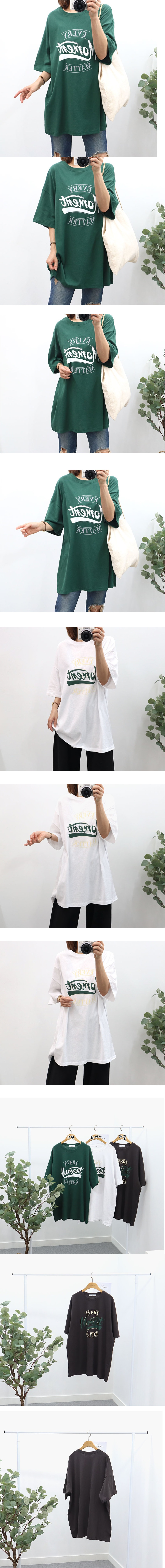 正韓  長版寬鬆印花 T 五分袖上衣【D64709】 