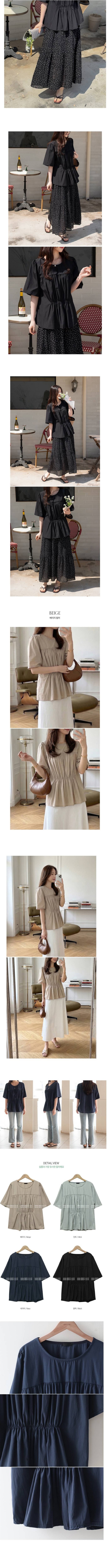 正韓 輕盈腰身抓褶設計感上衣襯衫【E75356】韓國代購