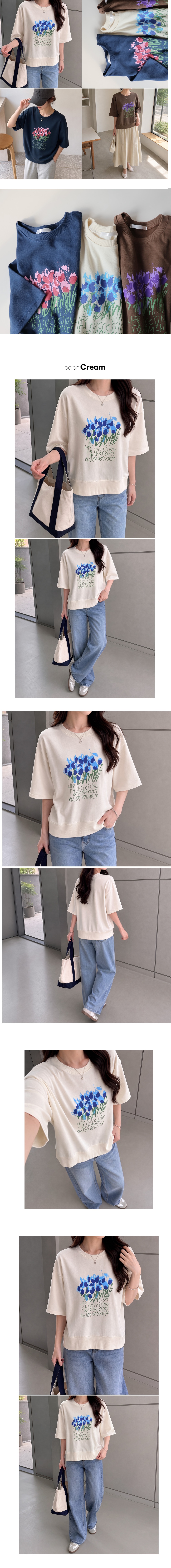 限定特價480 正韓 落肩五分袖 配色印花T【R70303】韓國代購